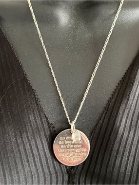 💧ARTISAN Silver Medallion & Tear Drop charm on 20” Sterling Silver Figaro Chain